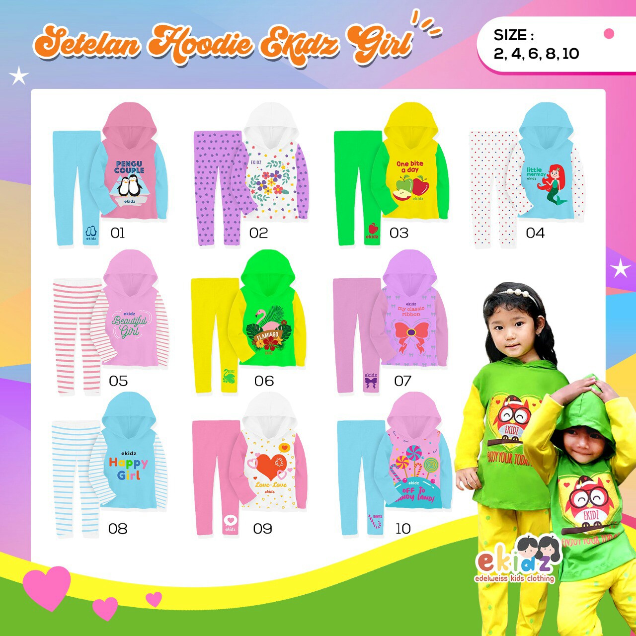 BAJU STELAN HOODIE UK 2-4-6-8-10 MERK EKIDS PER UNIT