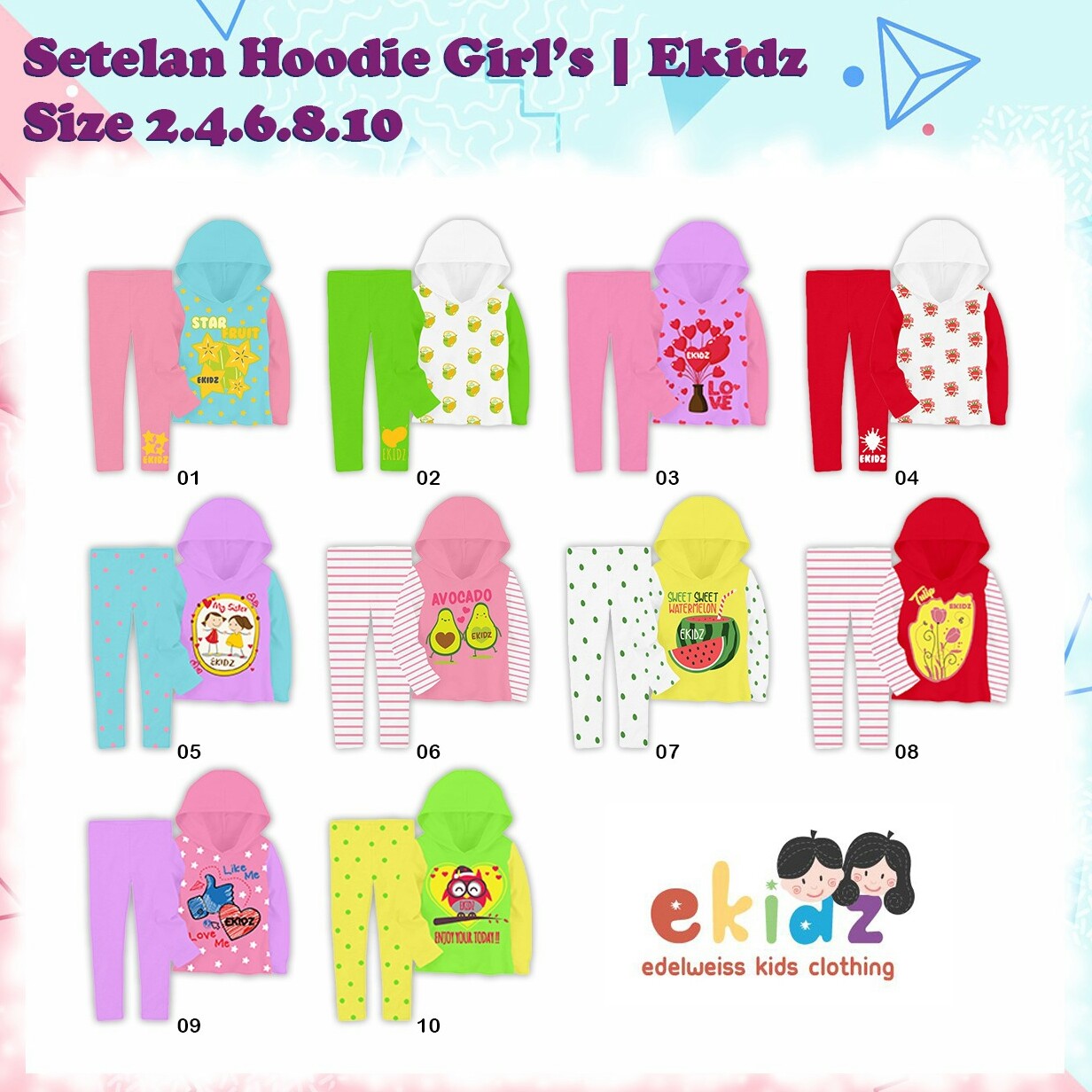 BAJU STELAN HOODIE UK 2-4-6-8-10 MERK EKIDS PER UNIT 3