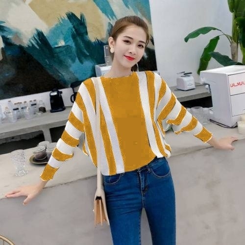 BATWING STRIPE MUSTARD TOP