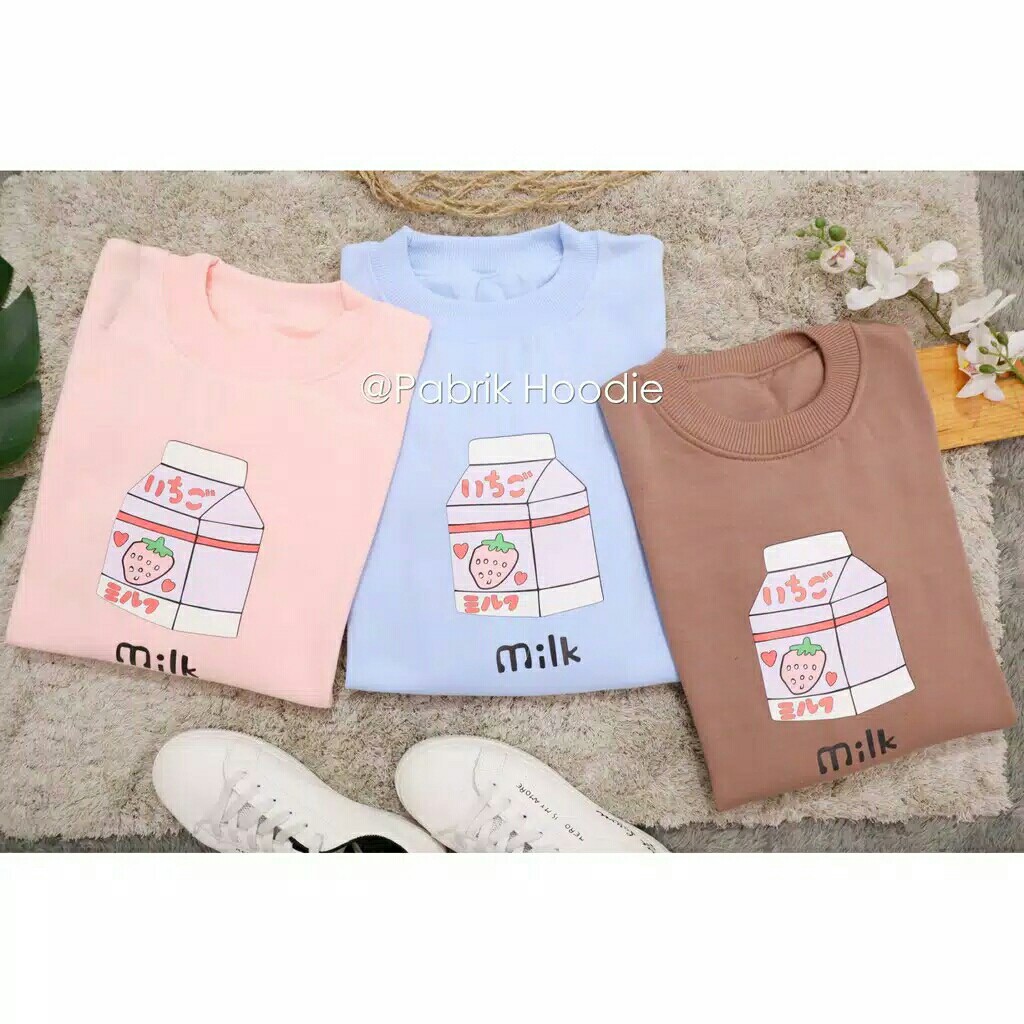 BAYAR DITEMPAT  JAKET BASIC SWEATER MILK JAPAN SIZE M - X 3