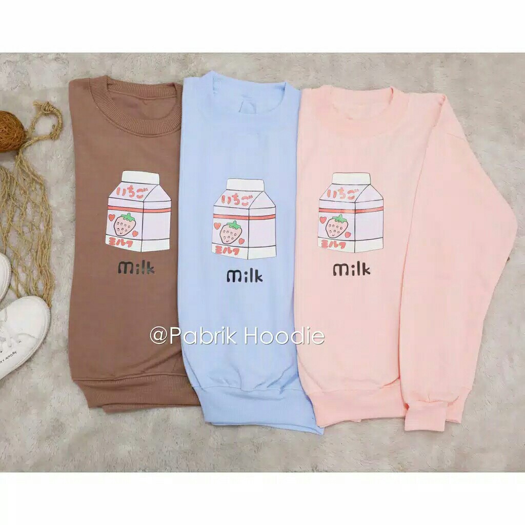 BAYAR DITEMPAT  JAKET BASIC SWEATER MILK JAPAN SIZE M - X 4