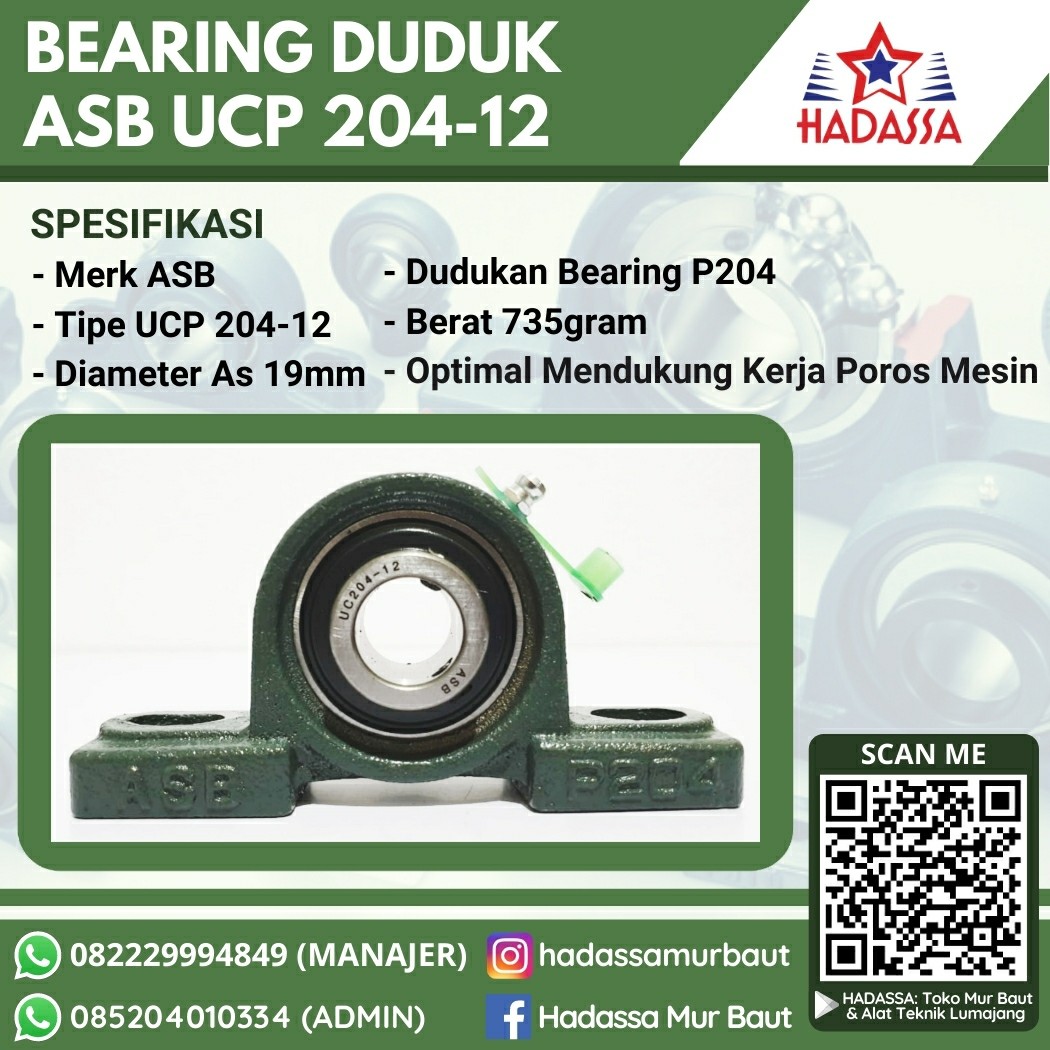 BEARING DUDUK ASB UCP 204-12