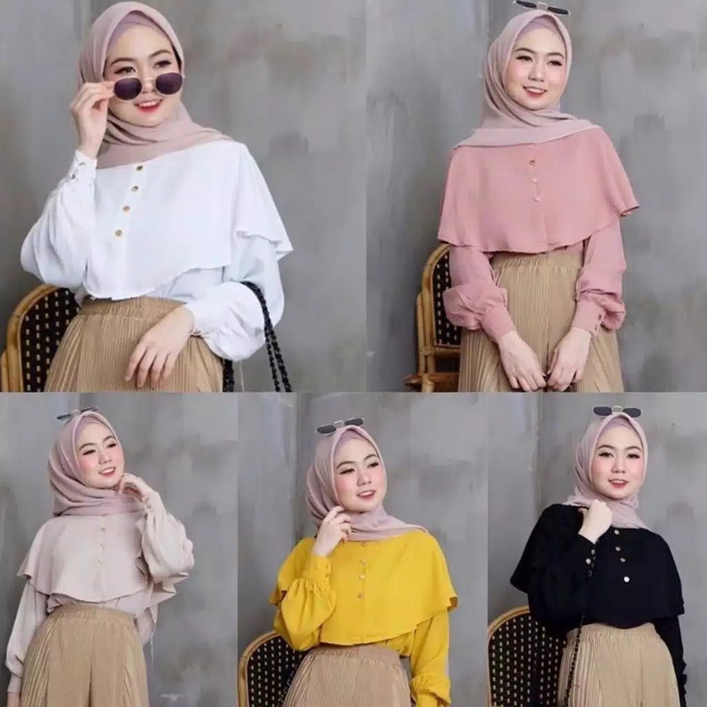 BLOUSE NIKI TUNICIA BLOUSE MOSCREPE PREMIUM ATASAN MUSLIM NIKIE TERMUR