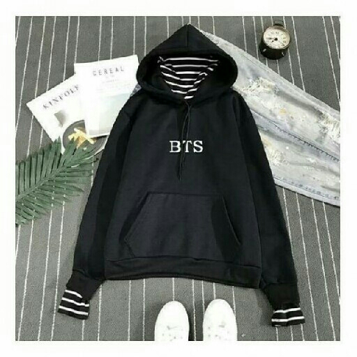 BTS thin Hodie Hitam