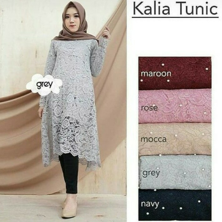 BUSANA MUSLIM KALIA TUNIC - WARNA GREY DAN PILIHAN WARNA LAIN