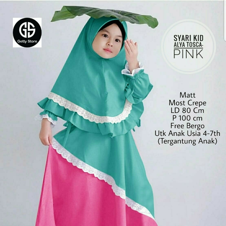 BUSANA MUSLIM SYARI KID ALYA PINK TOSCA