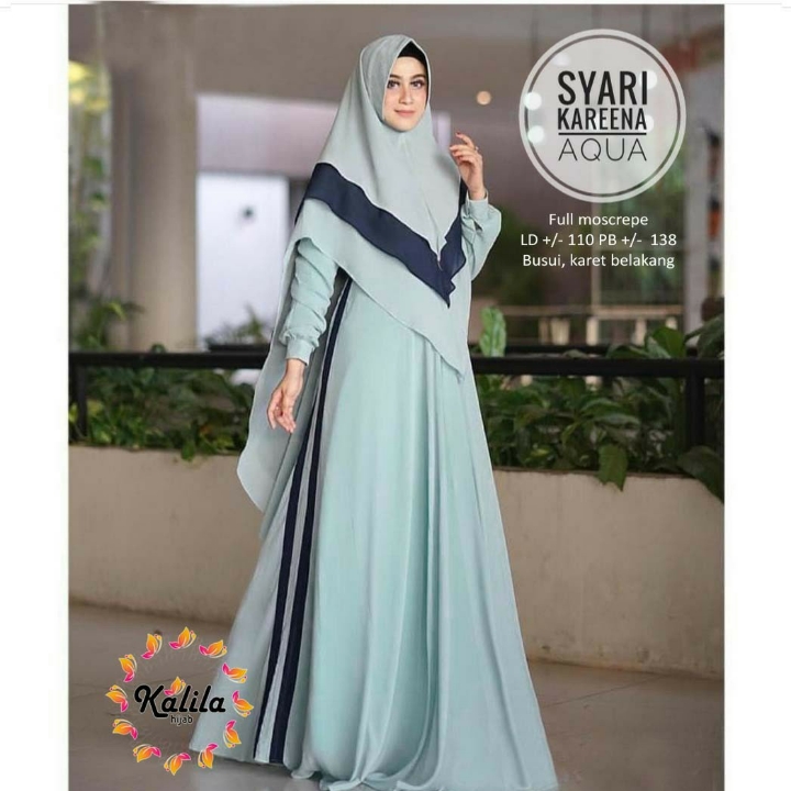 BUSANA MUSLIM WANITA - SYARI KAREENA WARNA AQUA