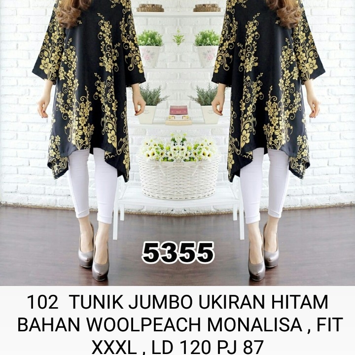 Baju 102  TUNIK JUMBO UKIRAN HITAM