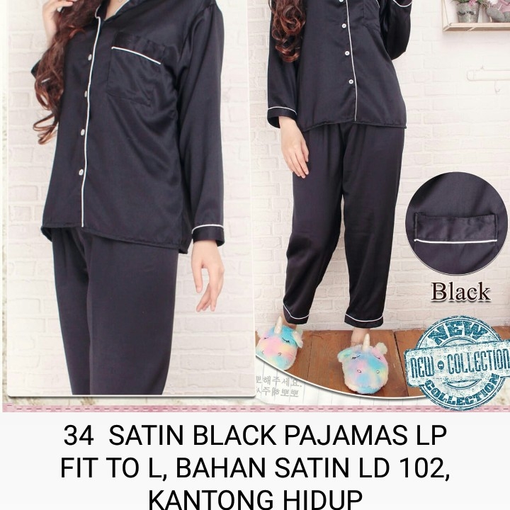 Baju 34  SATIN BLACK PAJAMAS LP