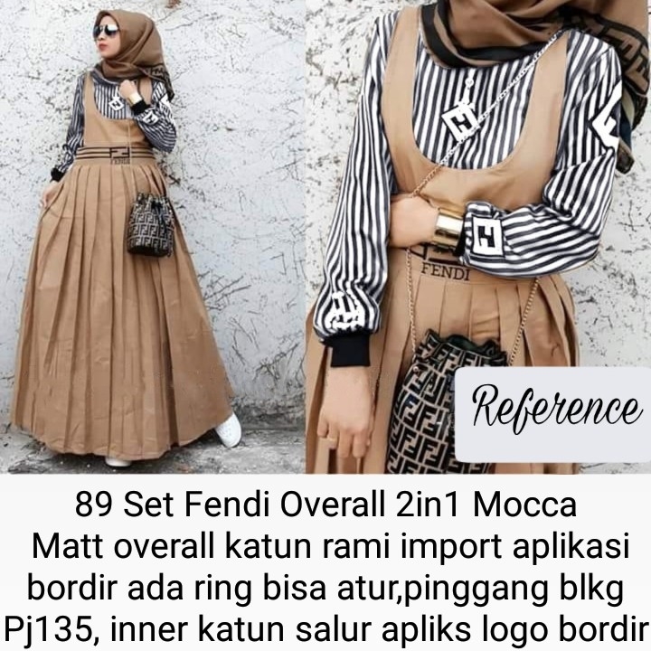 Baju 89 Set Fendi Overall 2in1 Matt overall