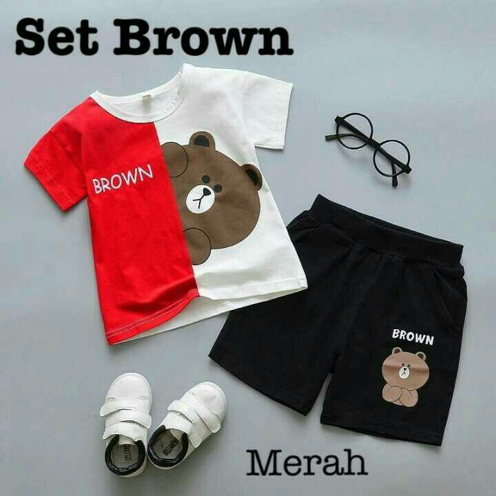 Baju Anak Setelan 2 In 1 Brown Red