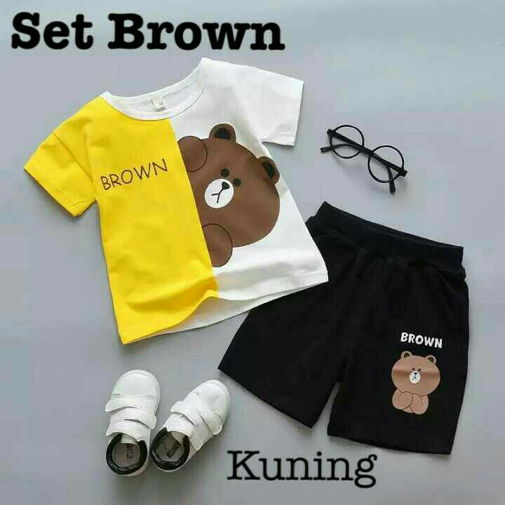 Baju Anak Setelan 2 In 1 Brown Yellow