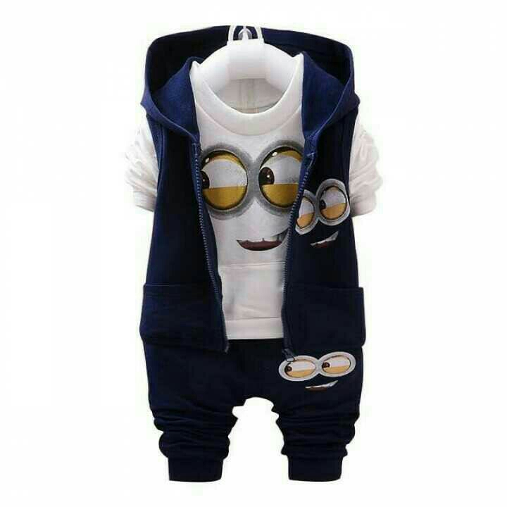 Baju Setelan Anak Minion Smile 3 In 1