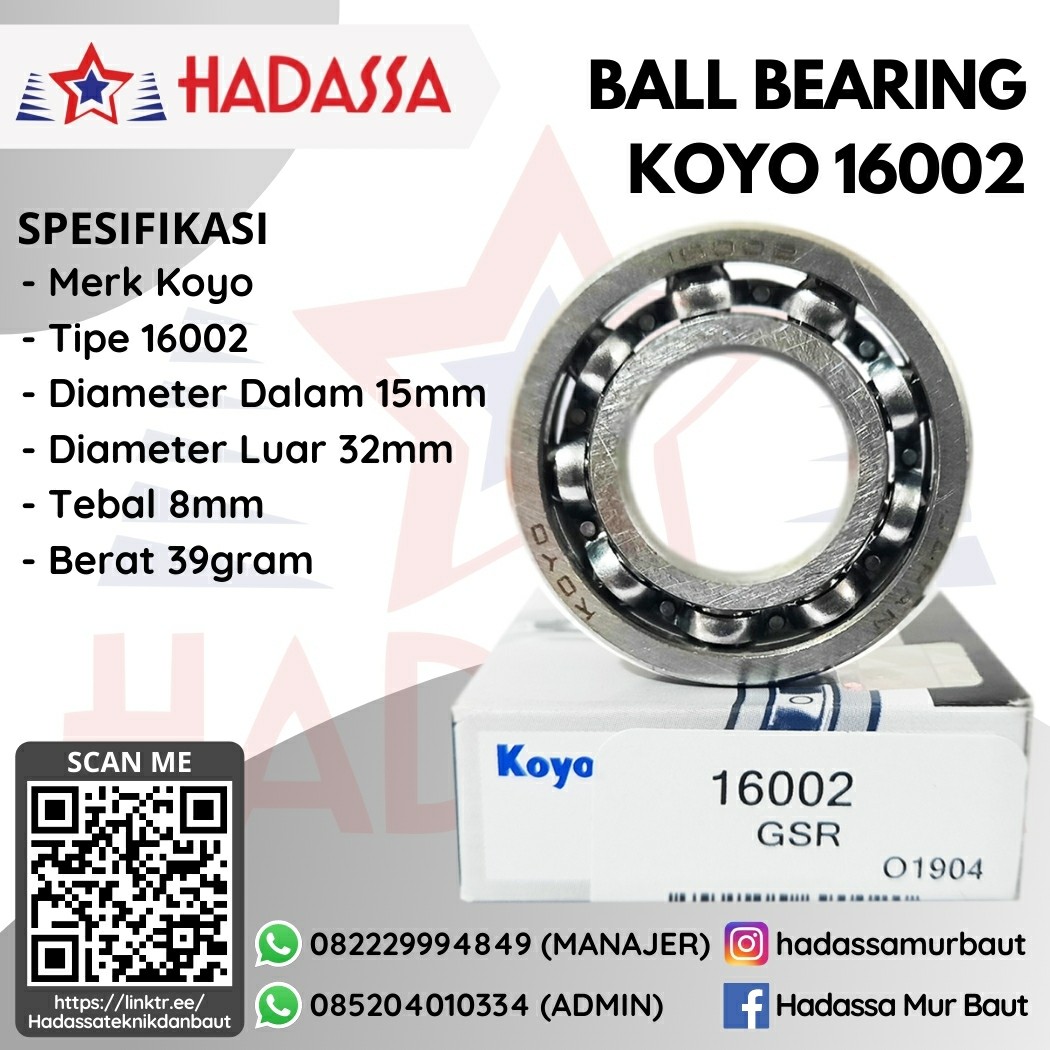 Ball Bearing Koyo 16002