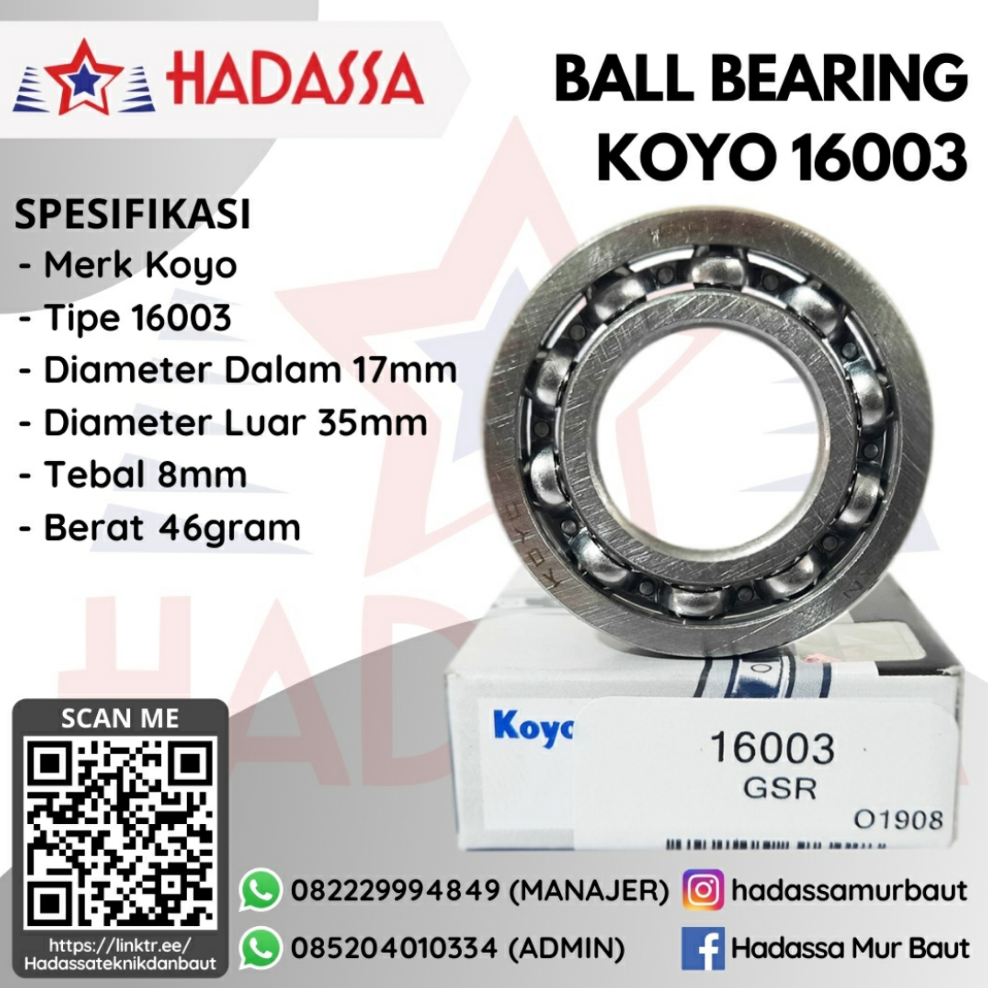 Ball Bearing Koyo 16003