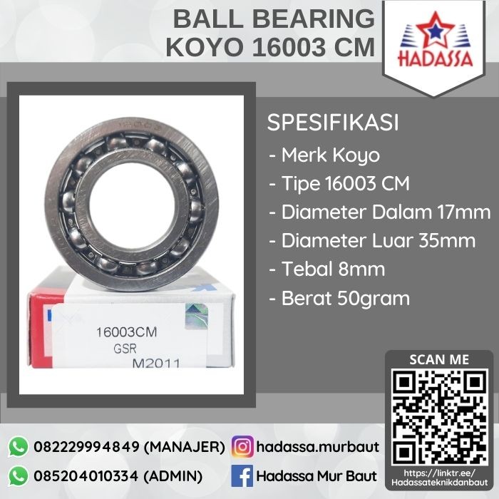 Ball Bearing Koyo 16003 CM