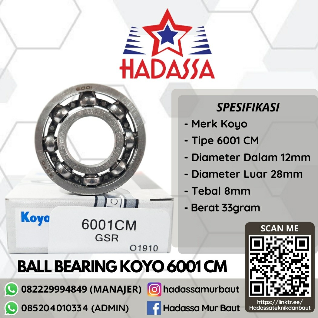 Ball Bearing Koyo 6001 CM