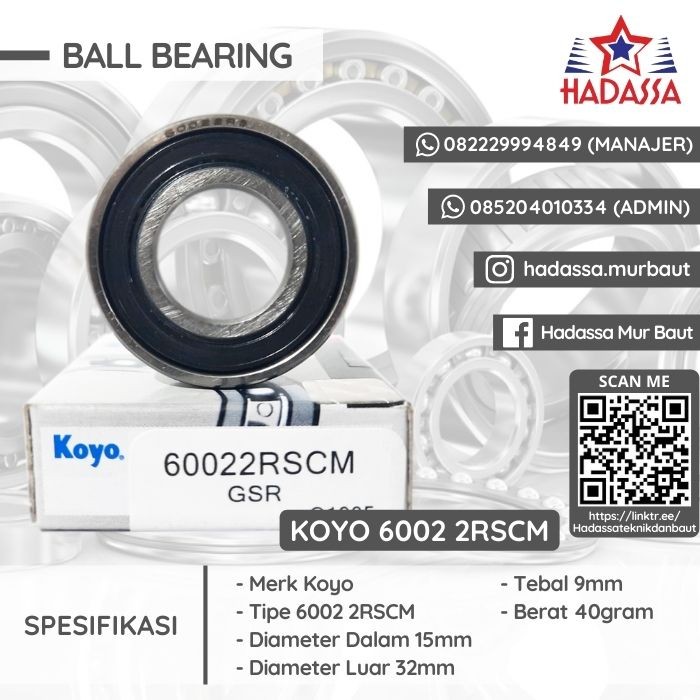 Ball Bearing Koyo 6002 2RSCM