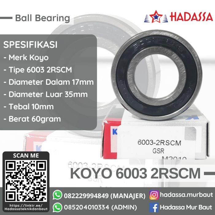 Ball Bearing Koyo 6003 2RSCM