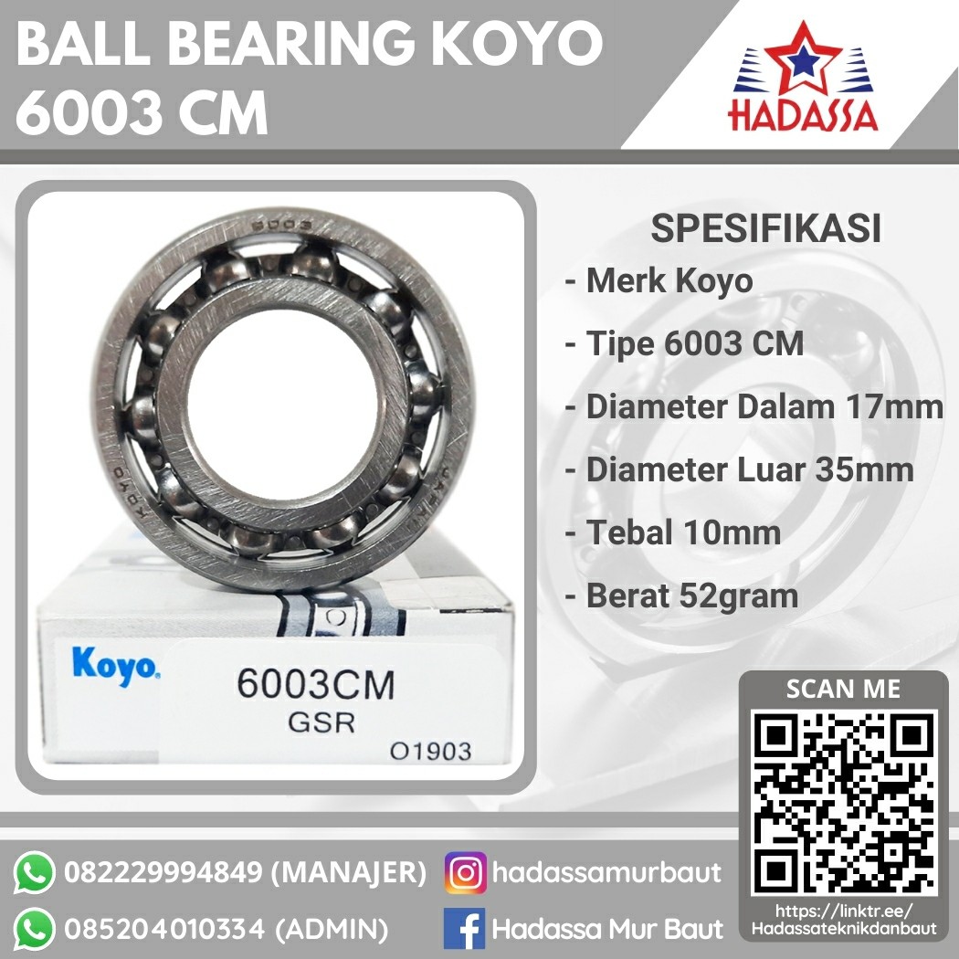 Ball Bearing Koyo 6003 CM