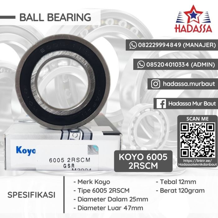 Ball Bearing Koyo 6005 2RSCM