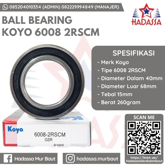 Ball Bearing Koyo 6008 2RSCM