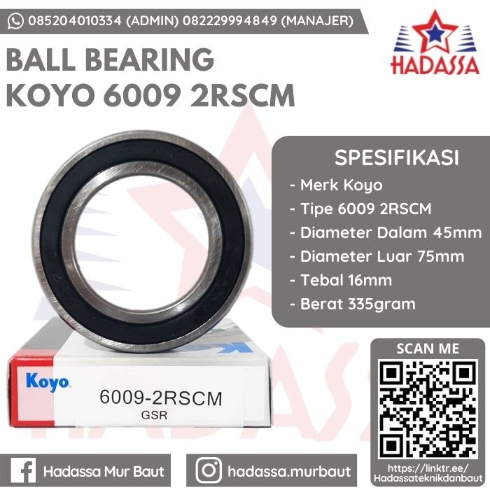 Ball Bearing Koyo 6009 2RSCM