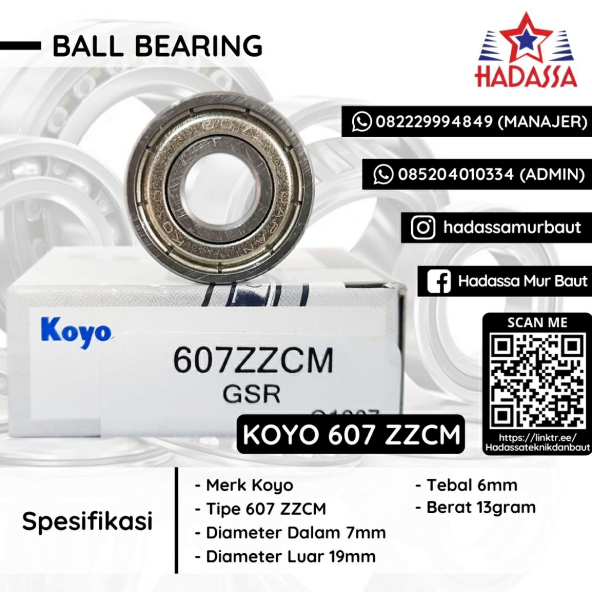 Ball Bearing Koyo 607 ZZCM