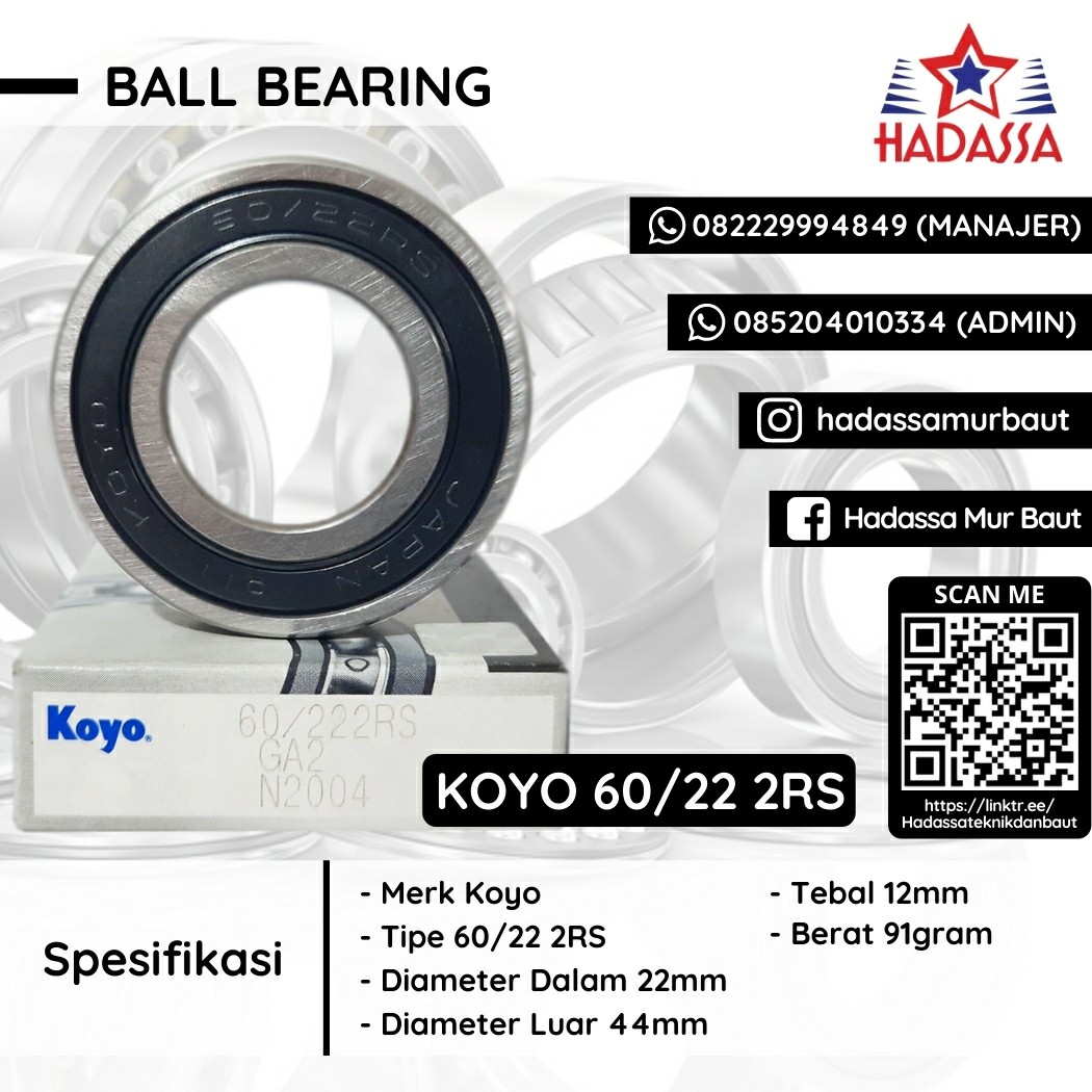 Ball Bearing Koyo 60per22 2RS