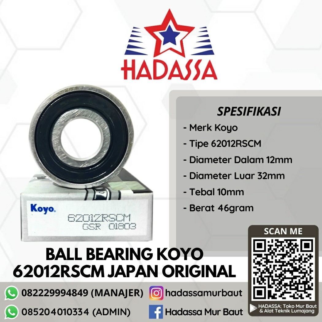 Ball Bearing Koyo 62012RSCM Japan Original