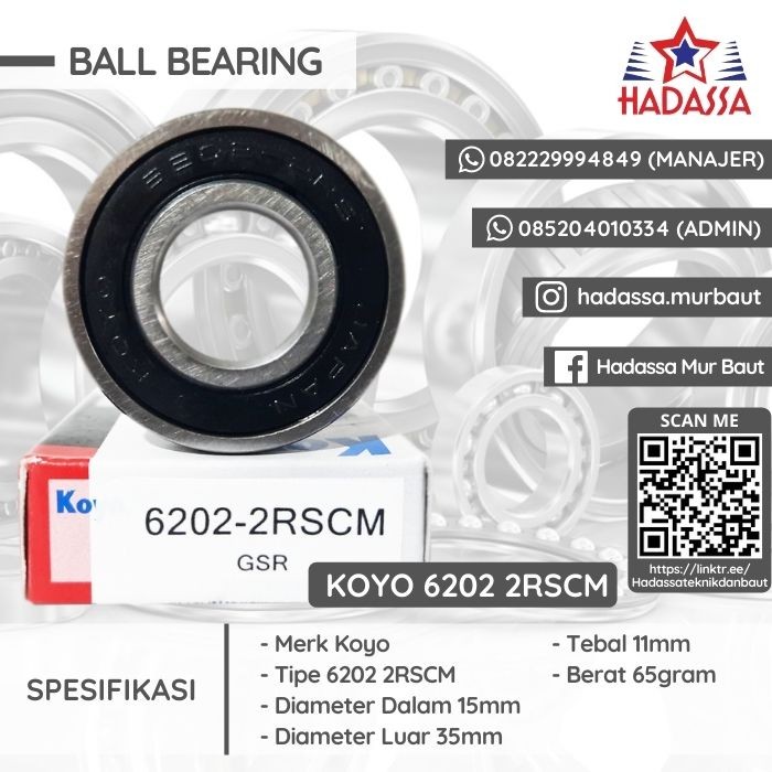 Ball Bearing Koyo 6202 2RSCM