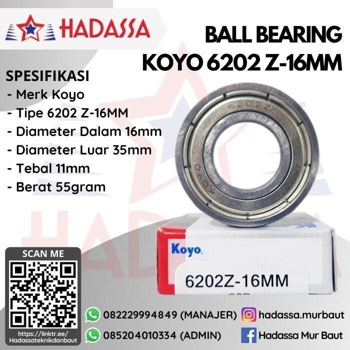 Ball Bearing Koyo 6202 Z-16MM