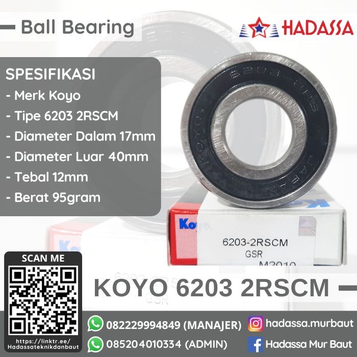 Ball Bearing Koyo 6203 2RSCM