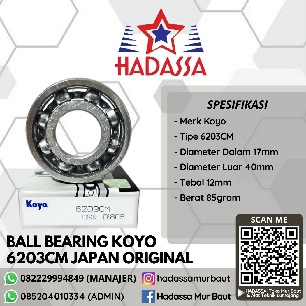 Ball Bearing Koyo 6203CM Japan Original