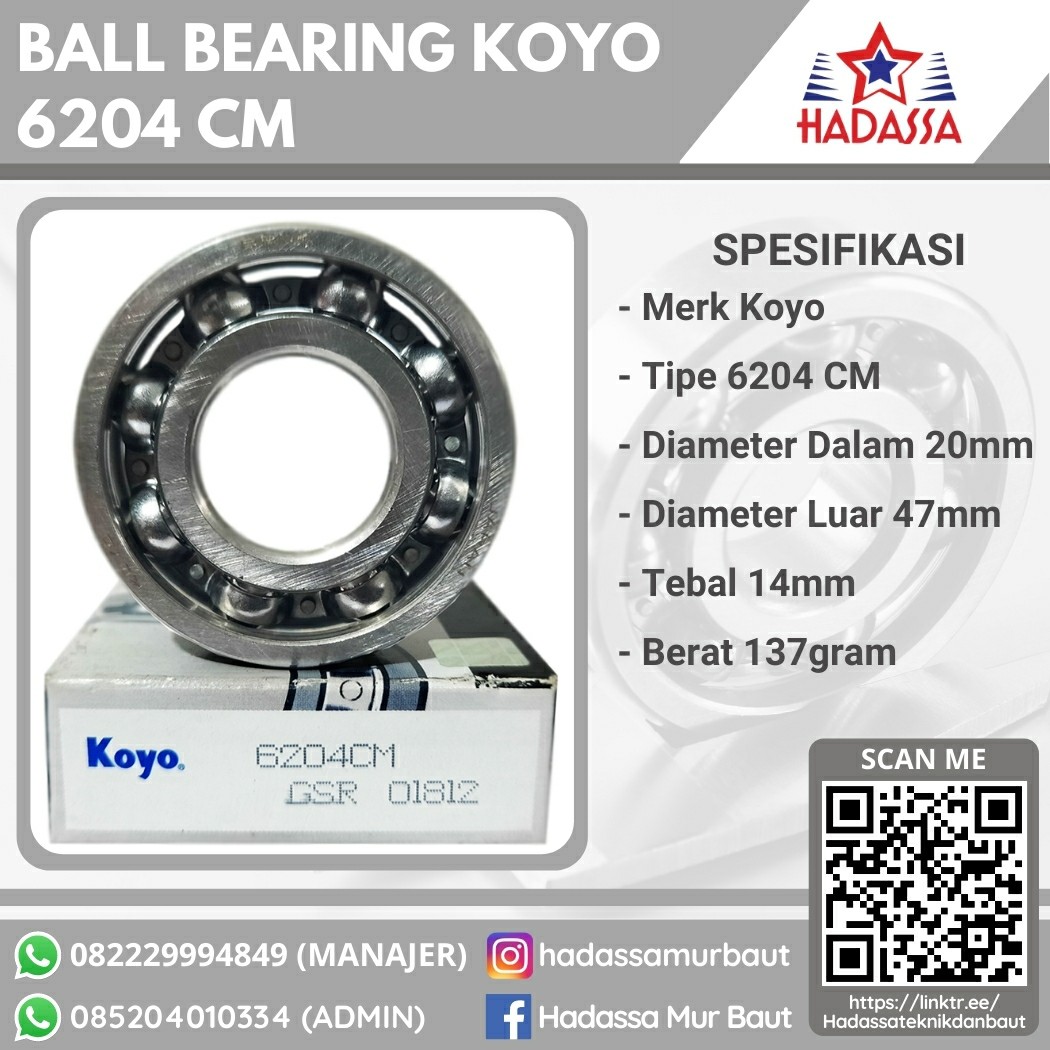 Ball Bearing Koyo 6204 CM