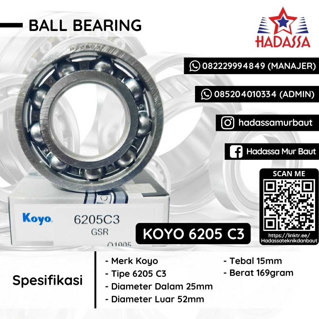 Ball Bearing Koyo 6205 C3