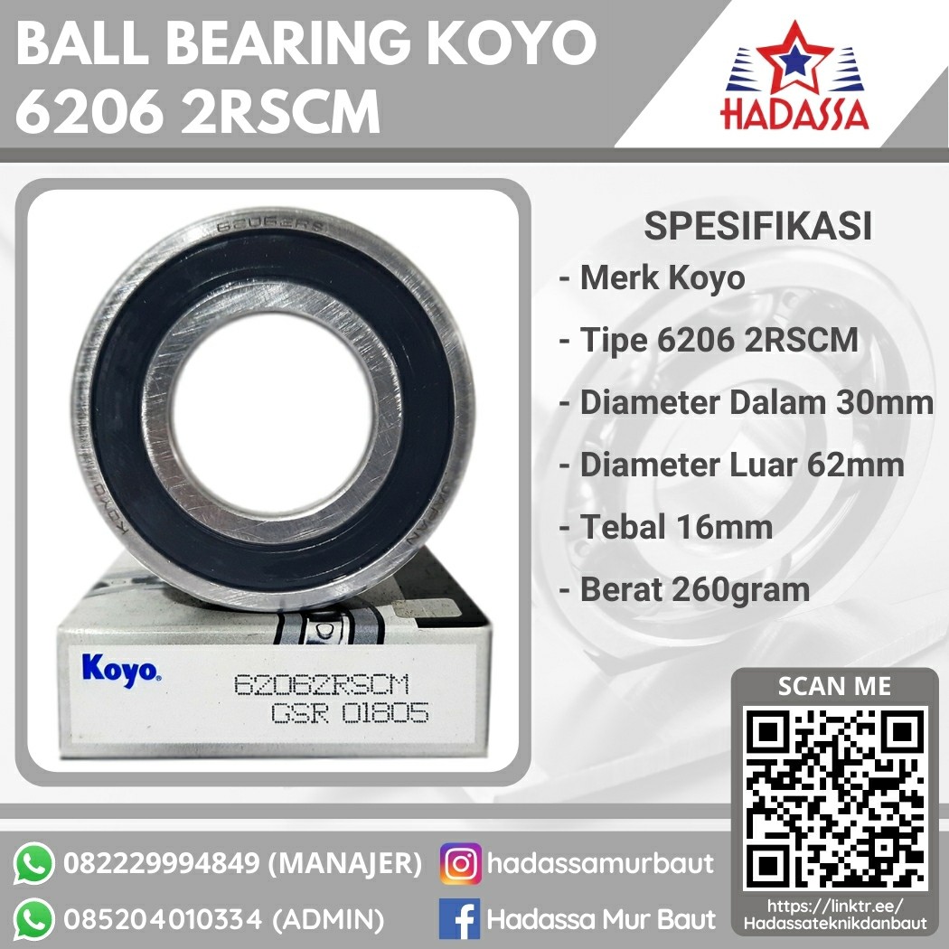 Ball Bearing Koyo 6206 2RSCM