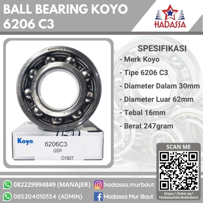 Ball Bearing Koyo 6206 C3