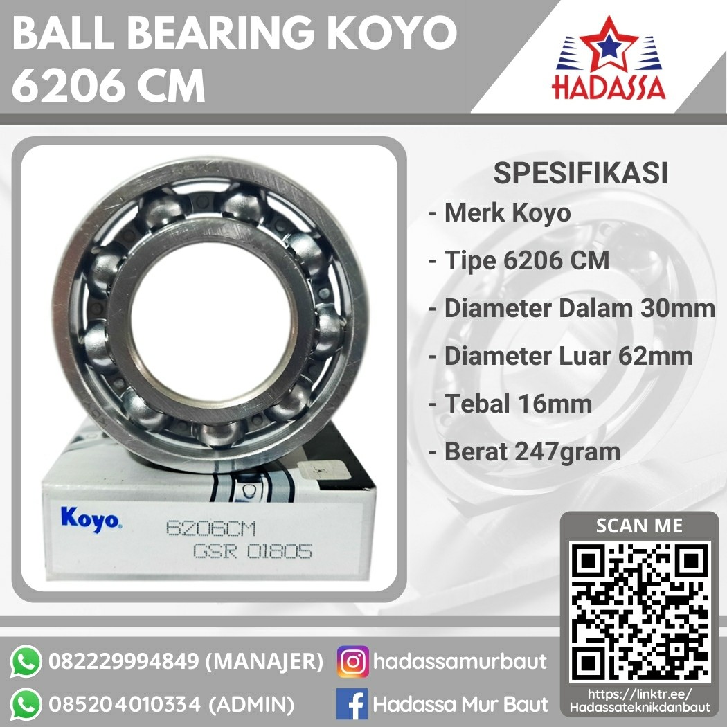 Ball Bearing Koyo 6206 CM