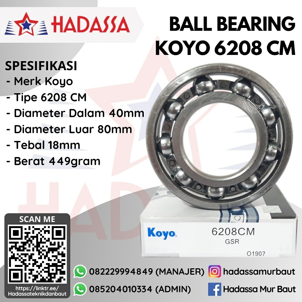 Ball Bearing Koyo 6208 CM