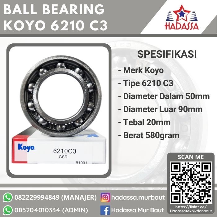 Ball Bearing Koyo 6210 C3