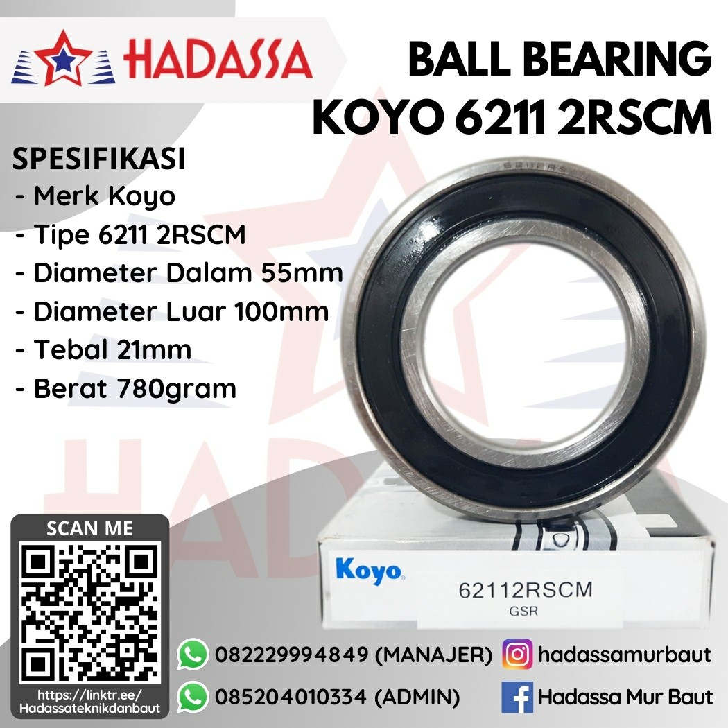 Ball Bearing Koyo 6211 2RSCM