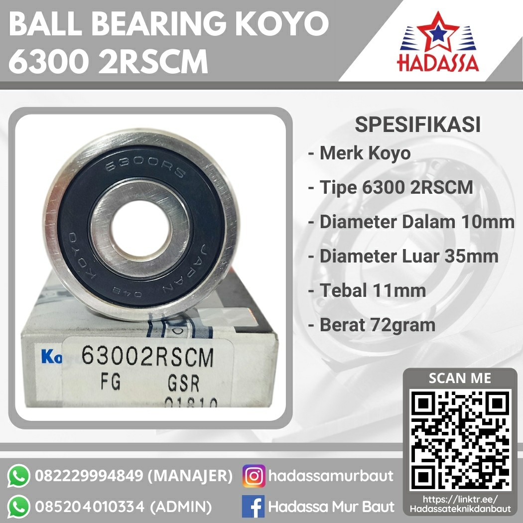 Ball Bearing Koyo 6300 2RSCM