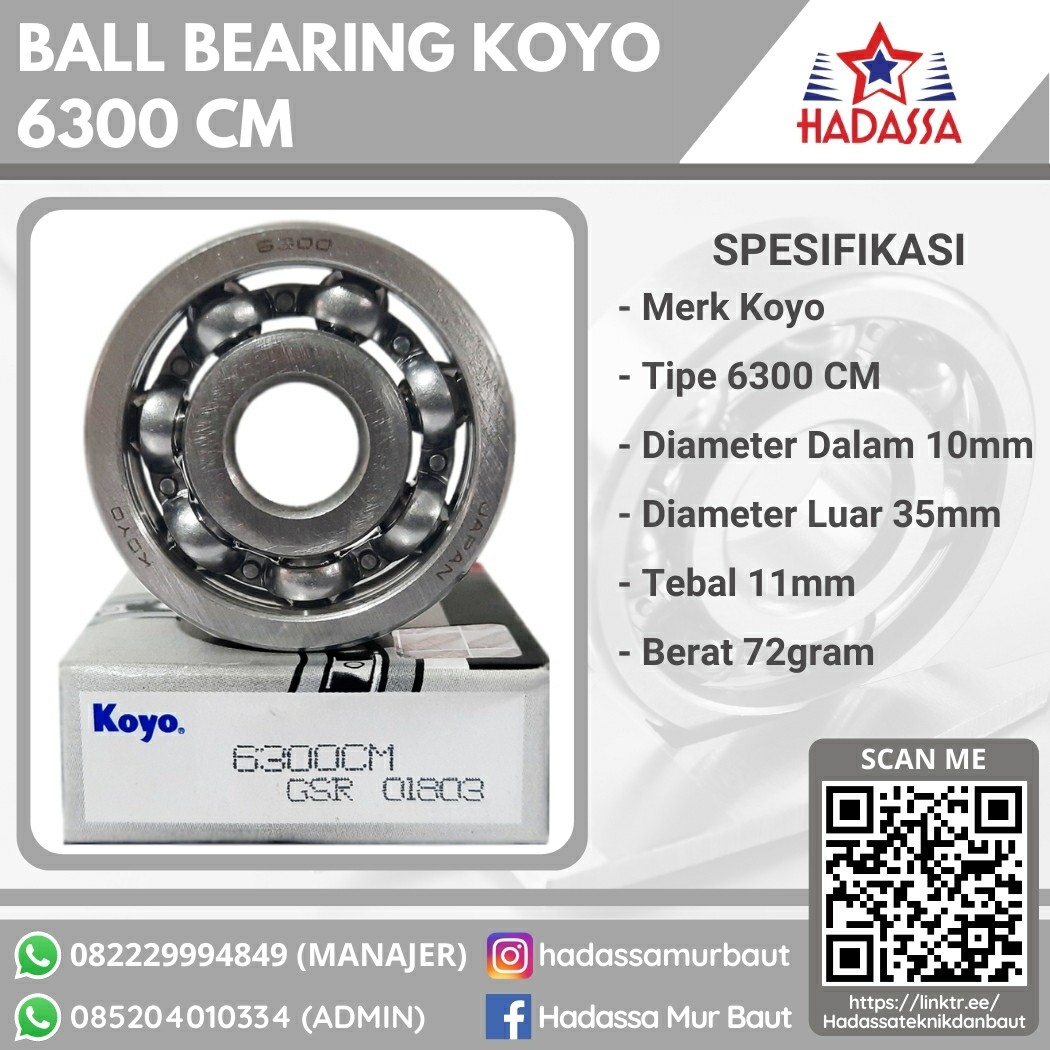 Ball Bearing Koyo 6300 CM