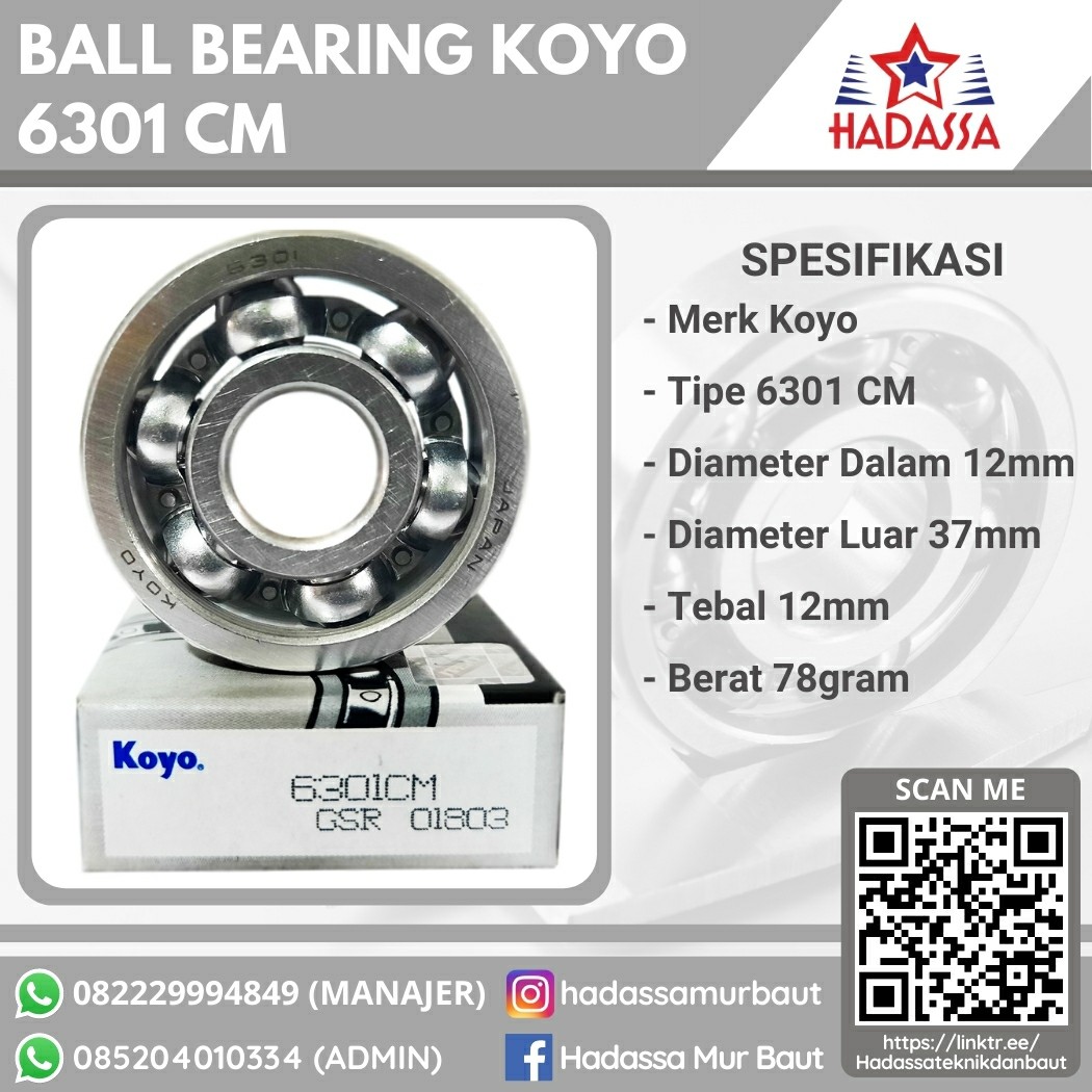 Ball Bearing Koyo 6301 CM