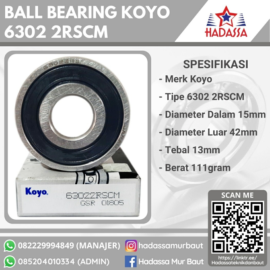 Ball Bearing Koyo 6302 2RSCM