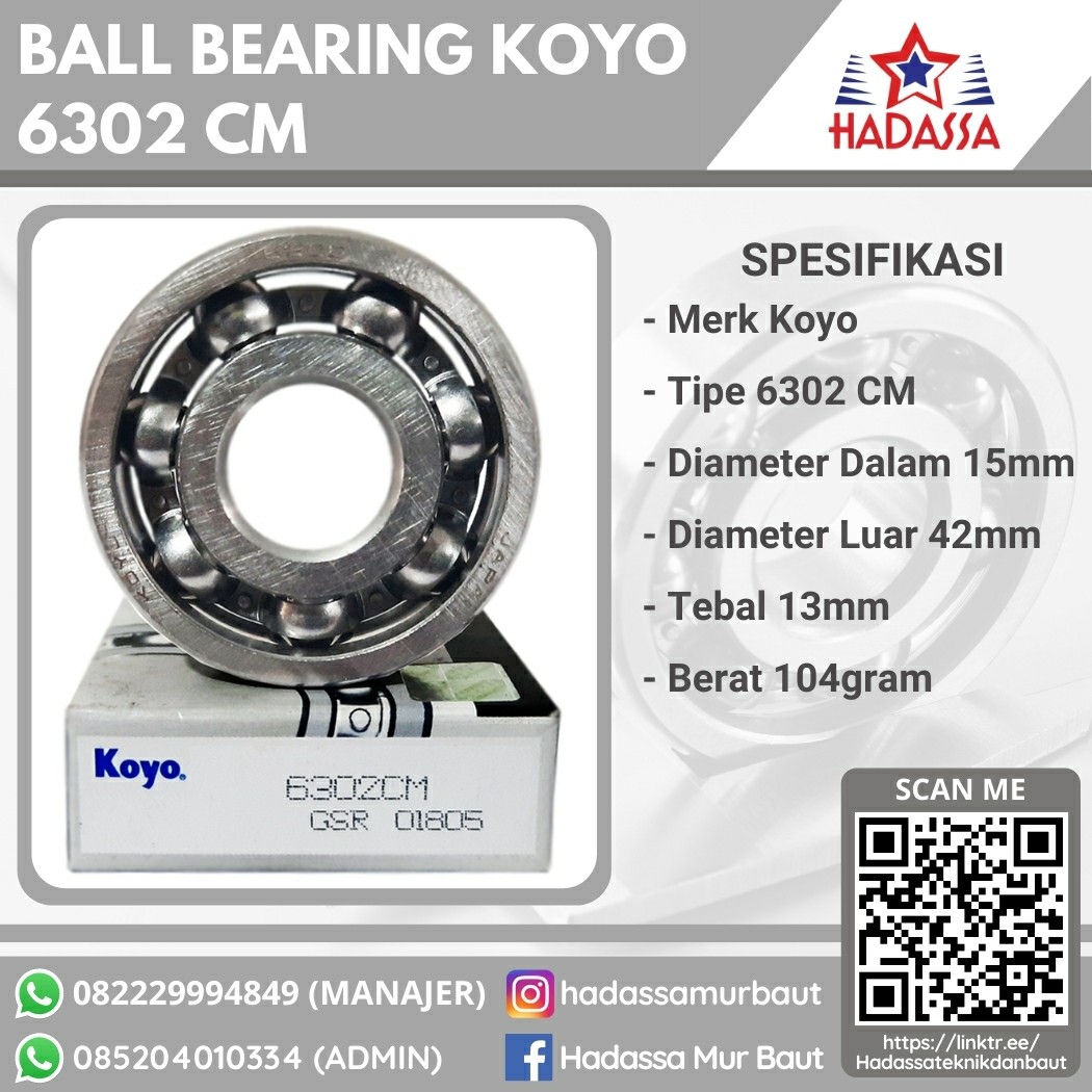 Ball Bearing Koyo 6302 CM