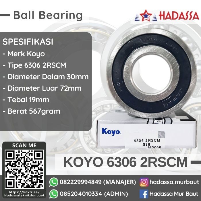 Ball Bearing Koyo 6306 2RSCM