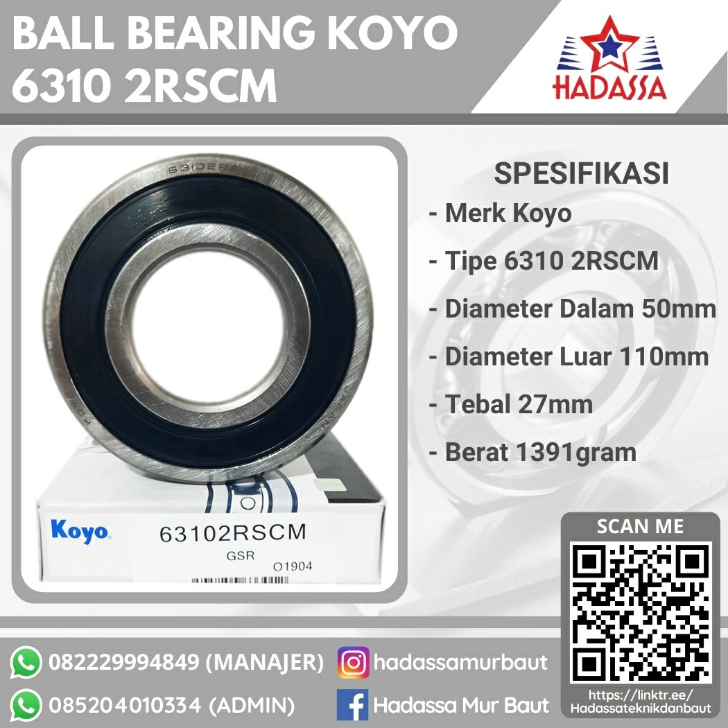 Ball Bearing Koyo 6310 2RSCM