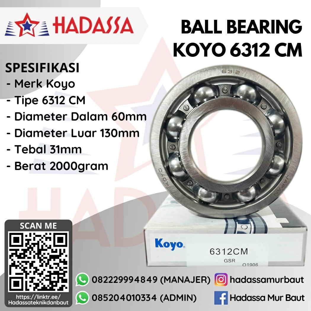 Ball Bearing Koyo 6312 CM